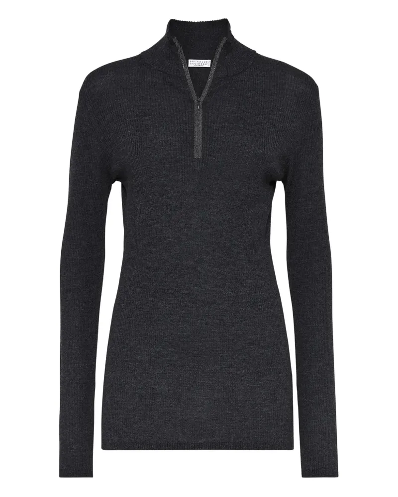Brunello Cucinelli Geripptes Strickoberteil - Schwarz Schwarz