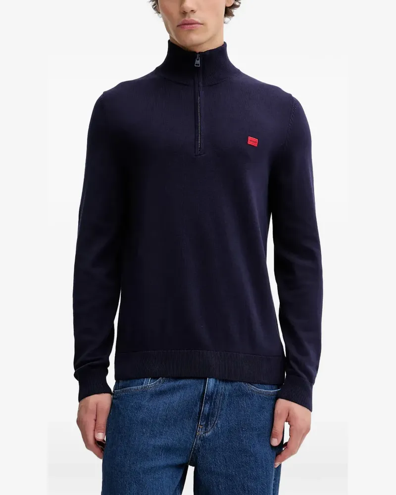 HUGO BOSS Rollkragenpullover mit kurzem Reißverschluss - Blau Blau