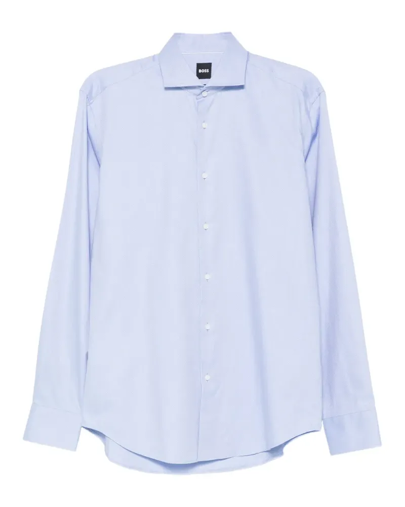 HUGO BOSS herringbone spread-collar shirt - Blau Blau