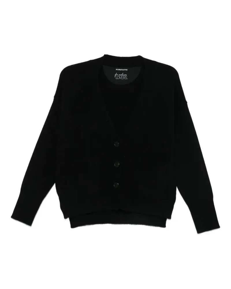 Purotatto Cardigan mit V-Ausschnitt - Schwarz Schwarz