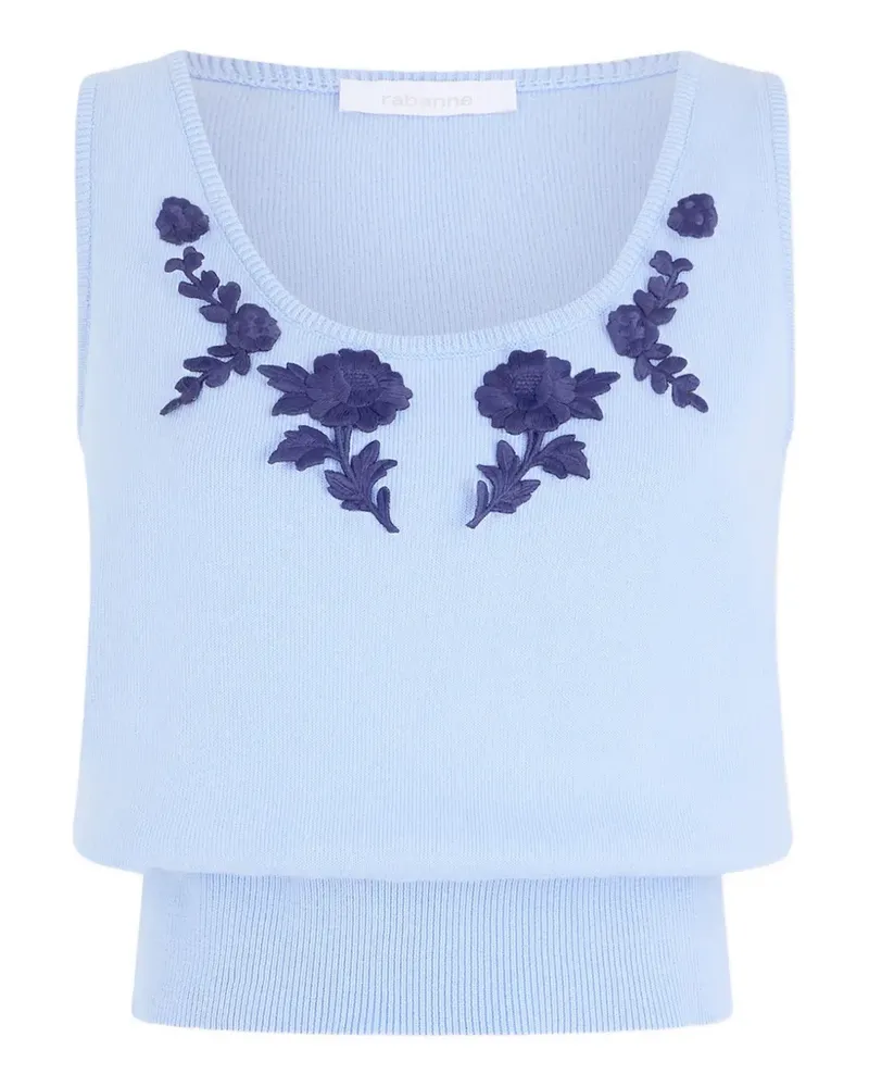 Paco Rabanne Oberteil mit blumiger Stickerei - Blau Blau