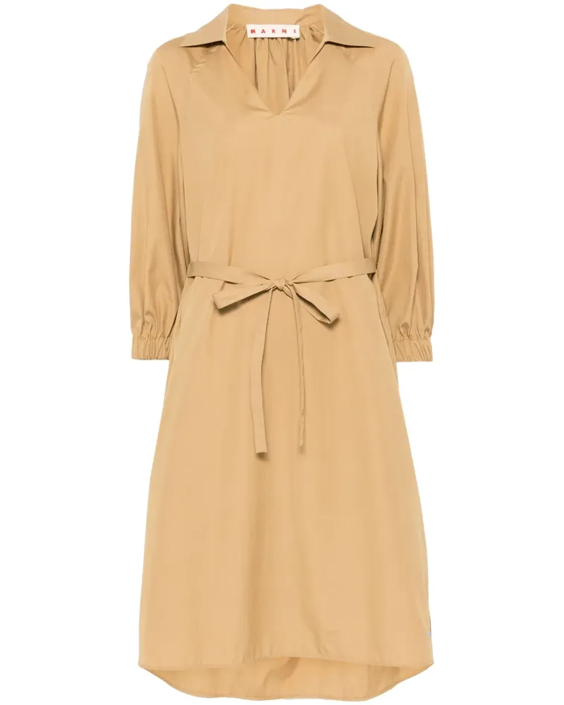 Marni Midikleid aus Popeline - Braun Braun