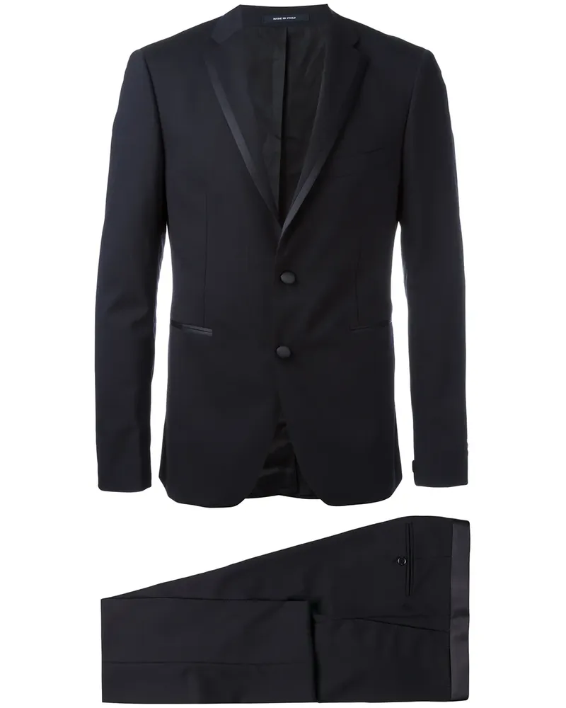 Tagliatore Smoking mit Kontrasteinsätzen - Blau Blau