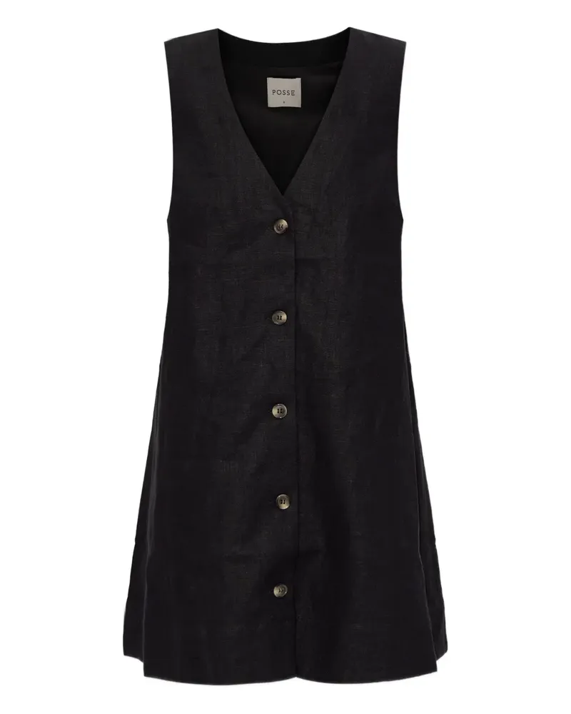 Posse Nancy button-up sleeveless mini dress - Schwarz Schwarz