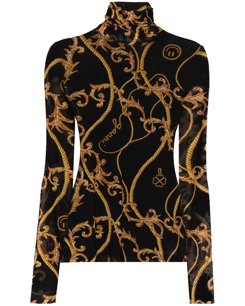 Ganni Oberteil mit Barock-Print - Schwarz Schwarz