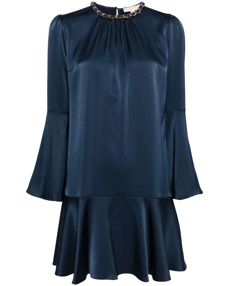 Michael Kors Satin-Minikleid mit Zierkette - Blau Blau