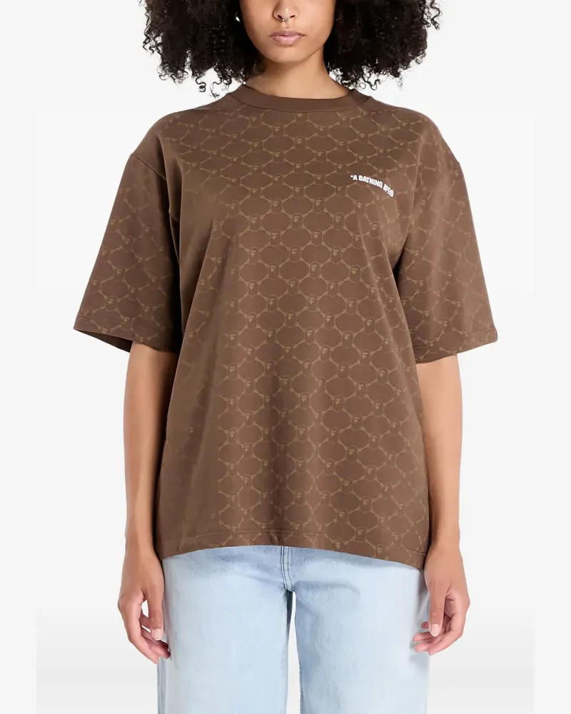 BAPE College monogram-logo T-shirt - Braun Braun