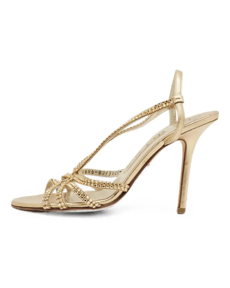 Gina crystal-embellished slingback sandals - Gold Gold