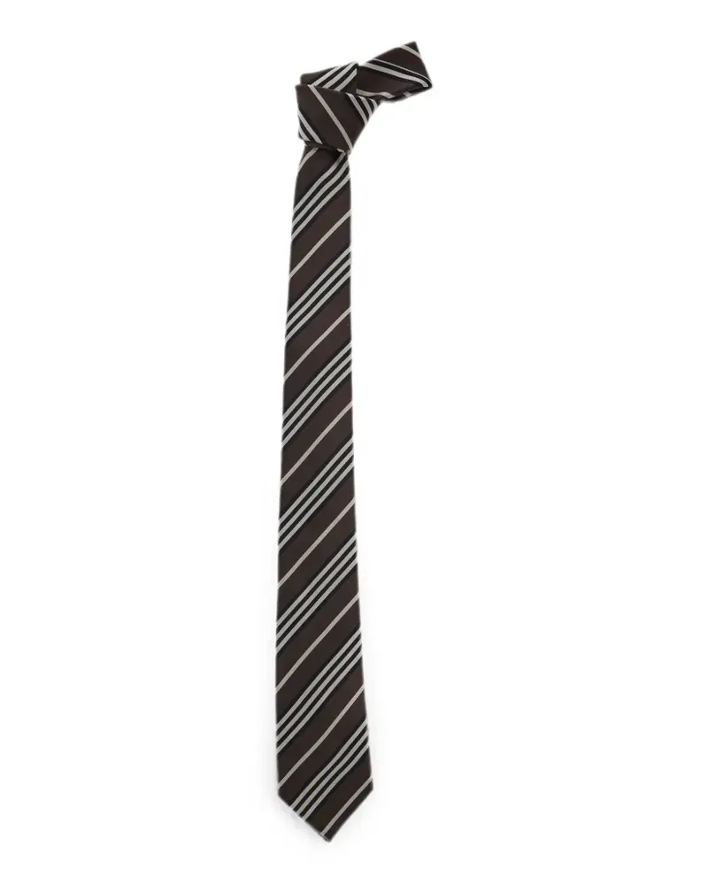 Saint Laurent Gestreifte Seidenkrawatte - Braun Braun