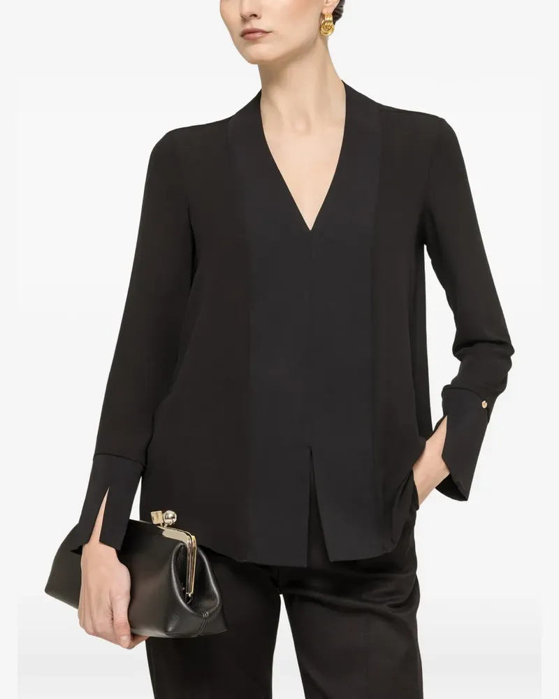 NISSA V-neck panelled top - Schwarz Schwarz