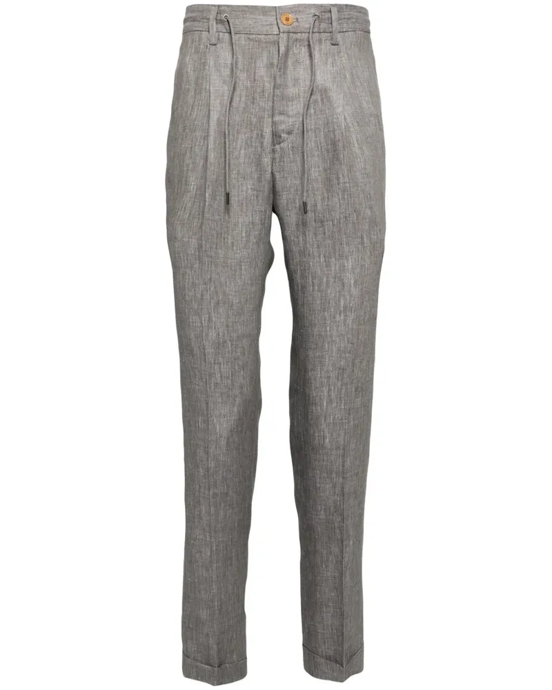 Luciano Barbera Schmale Chino aus Leinen - Grün Grün