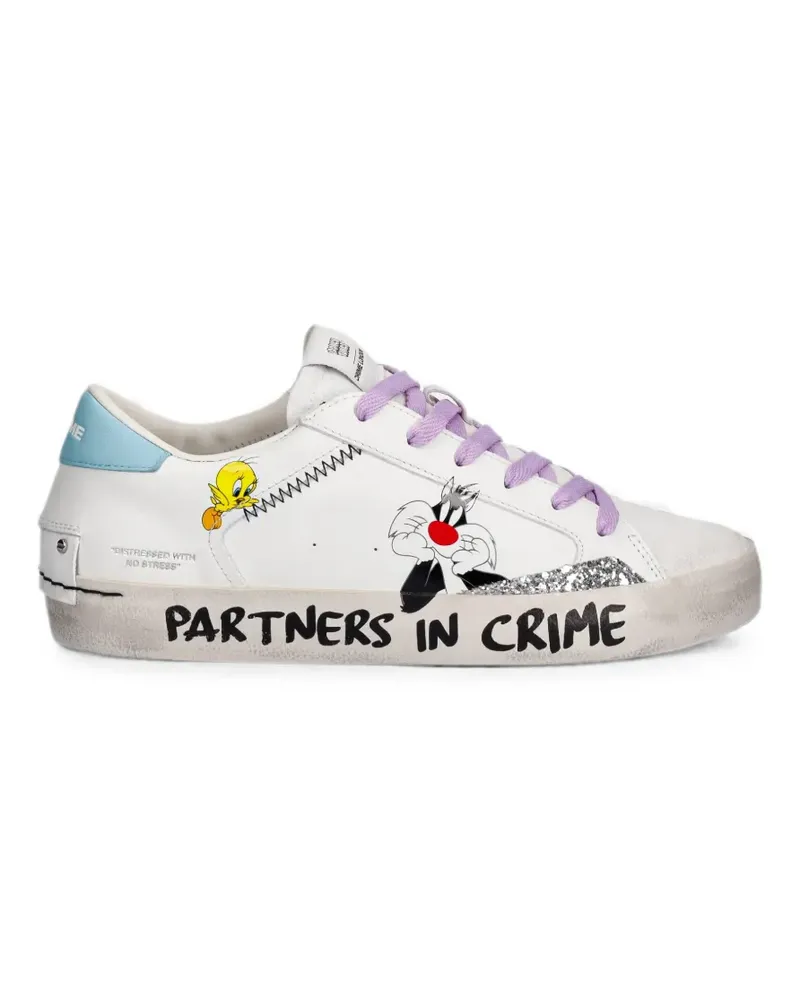 Crime x Looney tunes graphic-print glitter-detail sneakers - Weiß Weiß