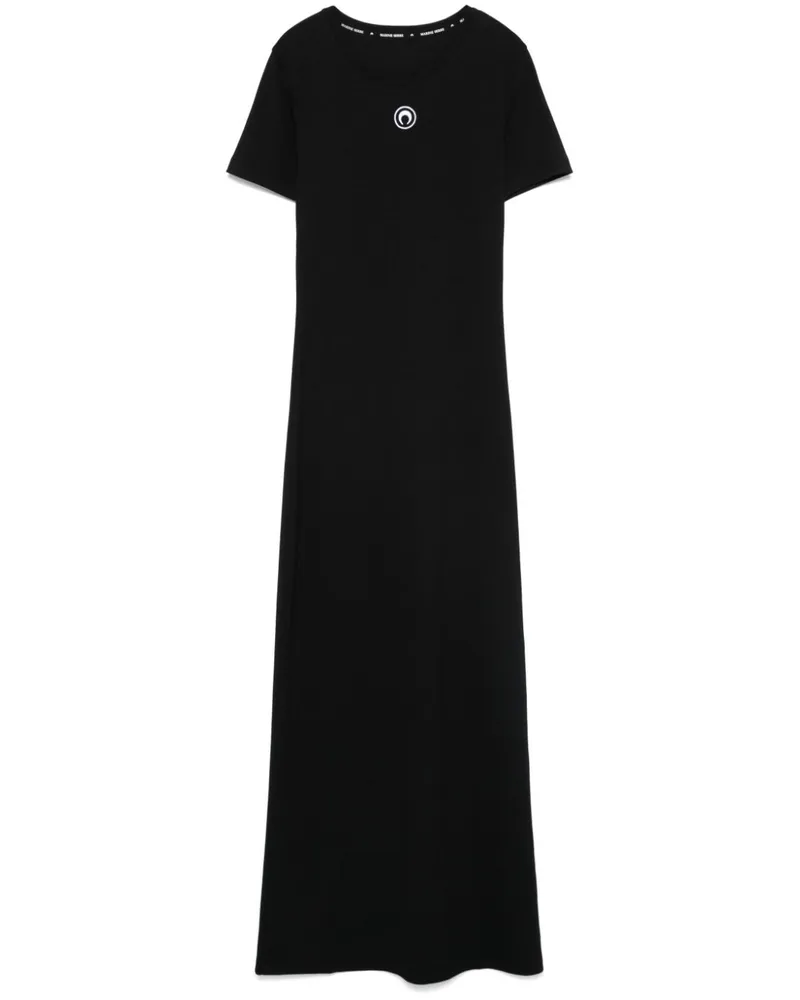 Marine Serre Maxikleid mit Halbmond-Stickerei - Schwarz Schwarz