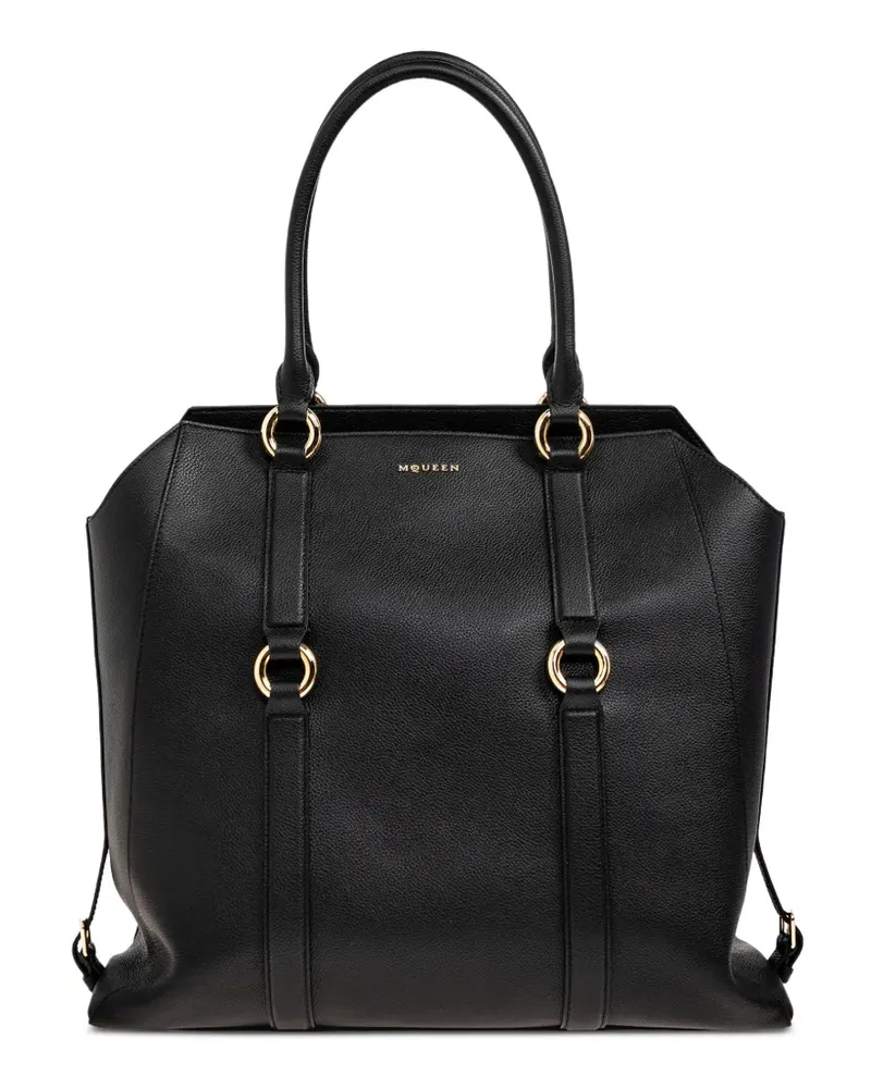 Alexander McQueen leather ring-detail tote bag - Schwarz Schwarz