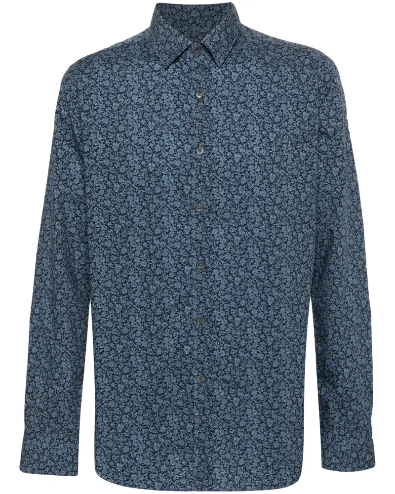 Canali Hemd mit Blumen-Print - Blau Blau