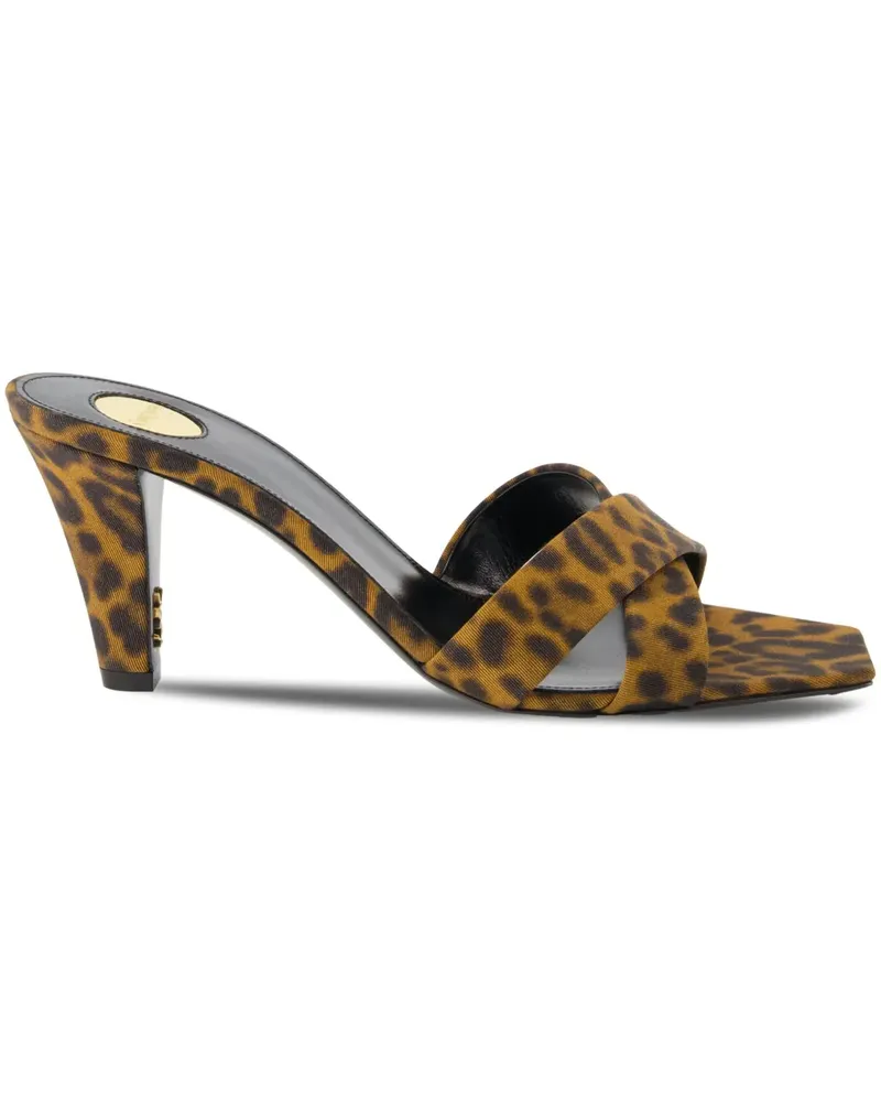 Saint Laurent Mules mit Leoparden-Print 75mm - Braun Braun