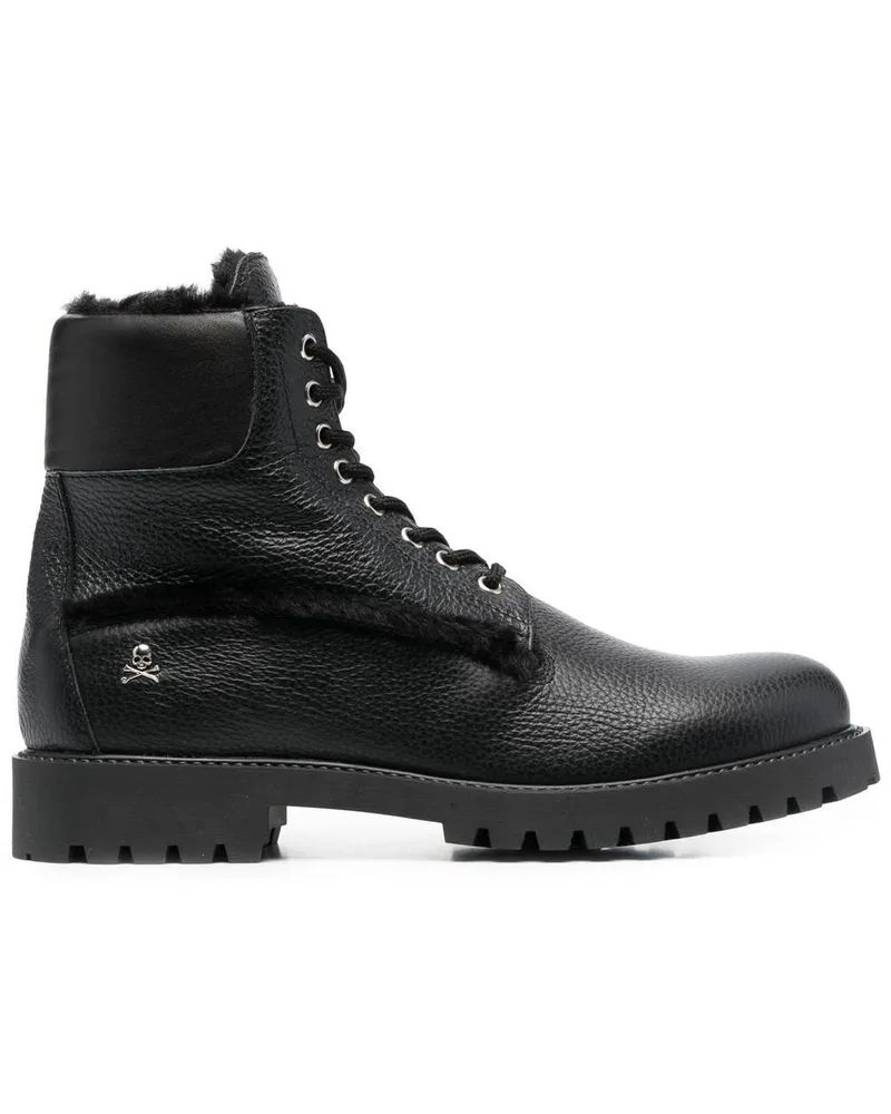 Philipp Plein The Hunter Schnürstiefel mit Shearling Schwarz