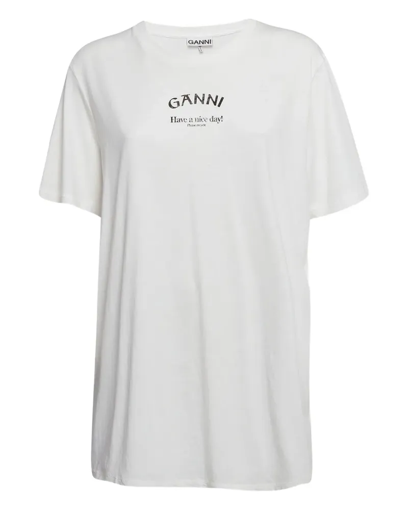Ganni Klassisches T-Shirt - Weiß Weiß