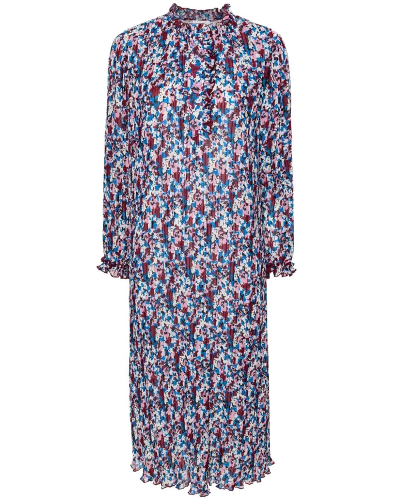 Ganni Georgette-Midikleid mit Falten - Blau Blau