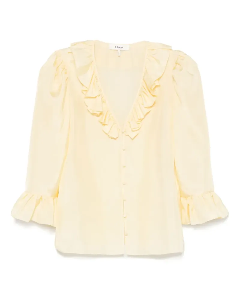 Chloé Seidenbluse mit Volants - Gelb Gelb