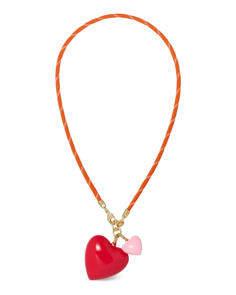 Roxanne Assoulin Happy Cord heart-pendant necklace - Orange Orange