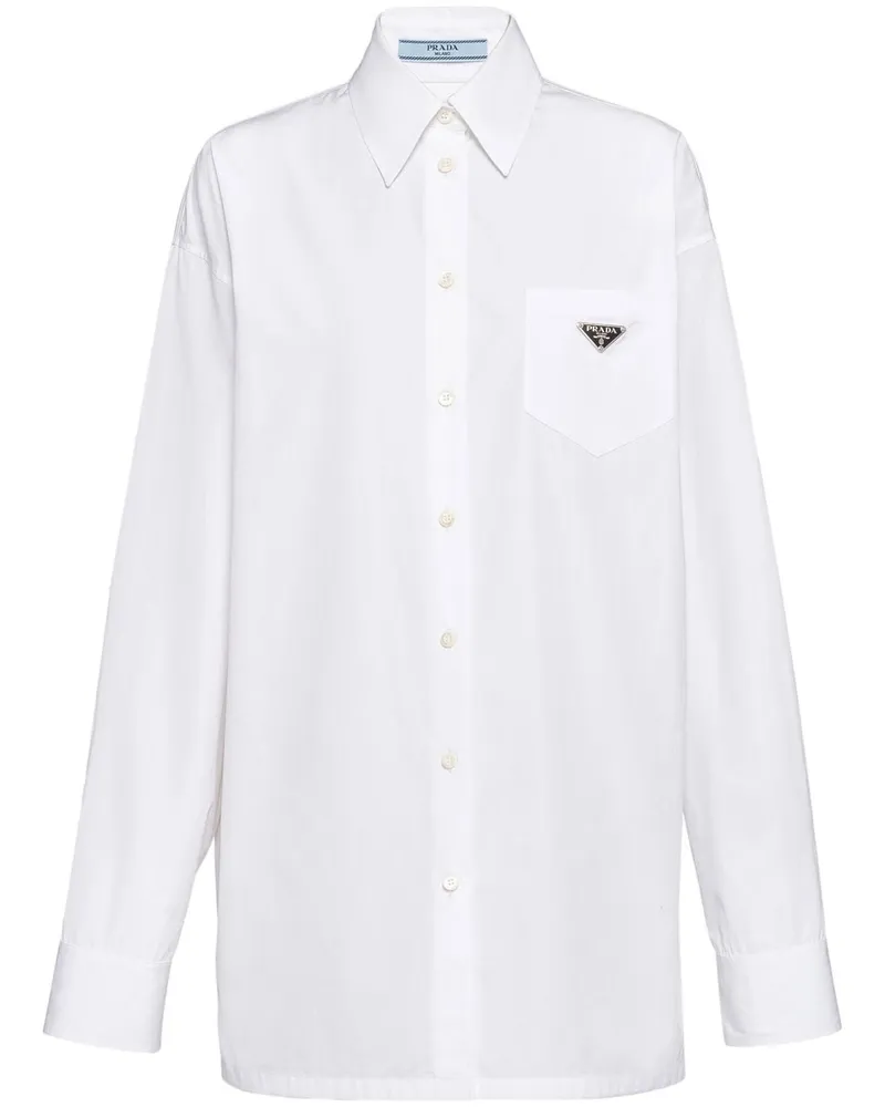 Prada Jeanshemd mit Logo - Weiß Weiß