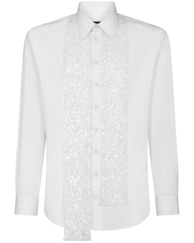 Dsquared2 Drapiertes Hemd mit Pailletten - Weiß Weiß
