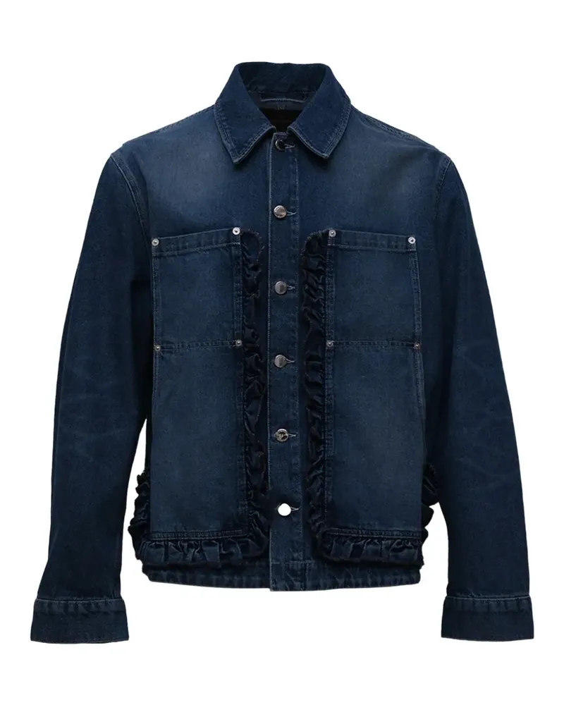 Simone Rocha ruffle-trimmed denim jacket - Blau Blau