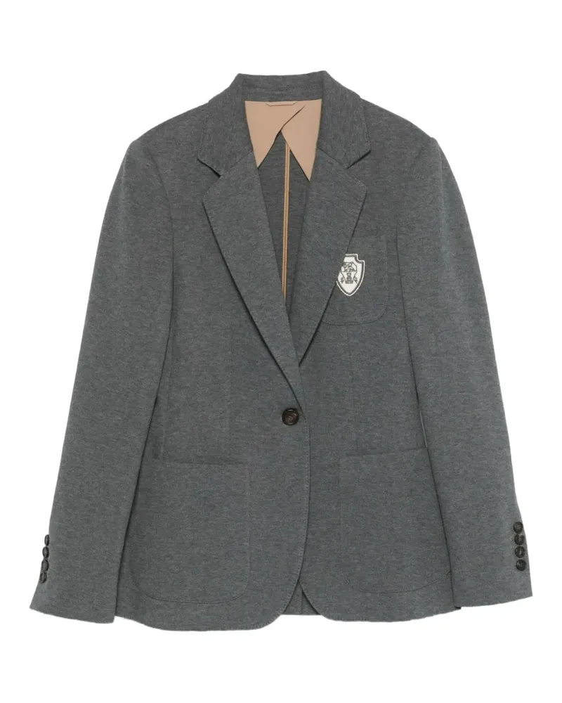 Brunello Cucinelli tailored logo-patch jacket - Grau Grau
