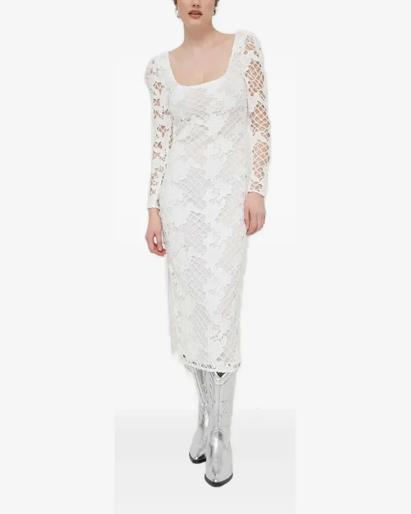 Desigual Kleid aus Spitze mit Puffärmeln - Weiß Weiß