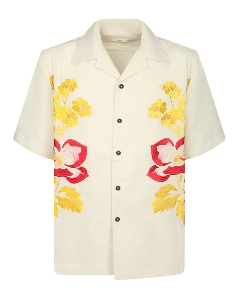 COMMAS floral-embroidered short-sleeve shirt - Nude Nude