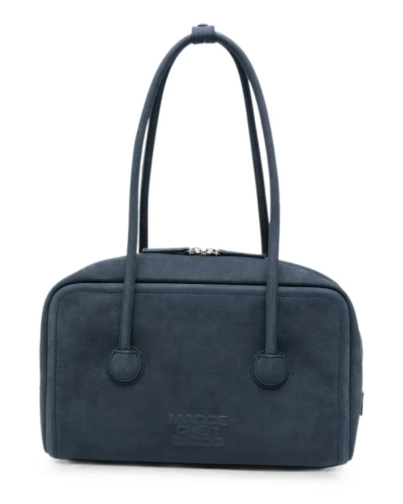 Marge Sherwood embossed-logo nubuck-leather tote bag - Blau Blau