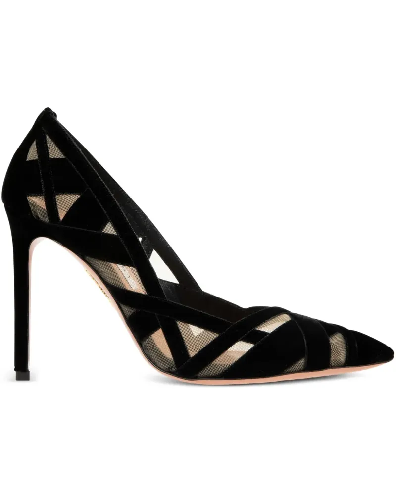 Aquazzura Pumps aus Samt-Mesh 105mm - Schwarz Schwarz