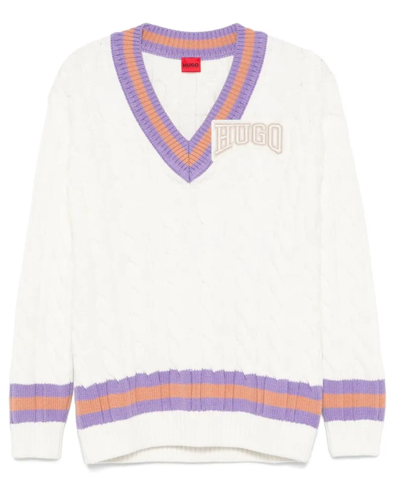 HUGO BOSS Pullover mit Logo-Patch - Weiß Weiß