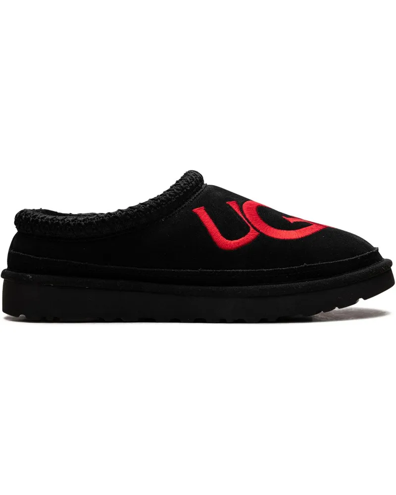 UGG Tasman Logo "Black/Samba Red" Slipper - Schwarz Schwarz