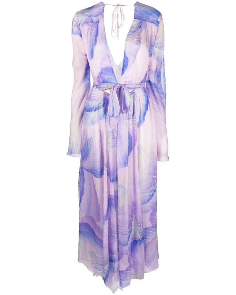 forte_forte Seidenkleid mit Blumen-Print - Violett Violett