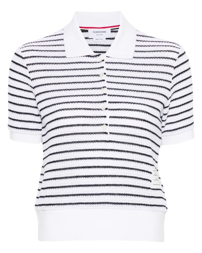 Thom Browne Gestreiftes Poloshirt - Weiß Weiß