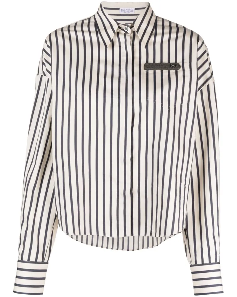 Brunello Cucinelli Gestreiftes Hemd - Blau Blau