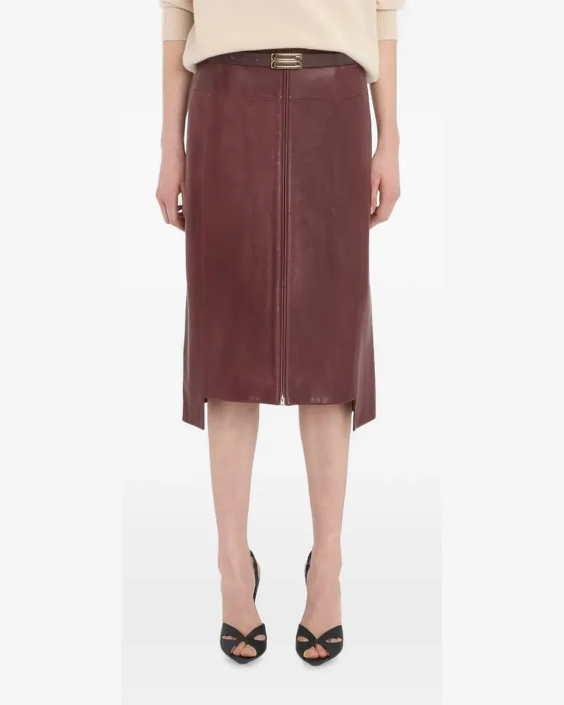 Victoria Beckham leather asymmetric midi skirt - Rot Rot