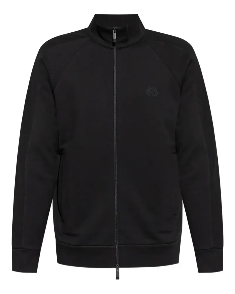 Moncler Sweatshirtjacke mit Logo-Patch - Schwarz Schwarz