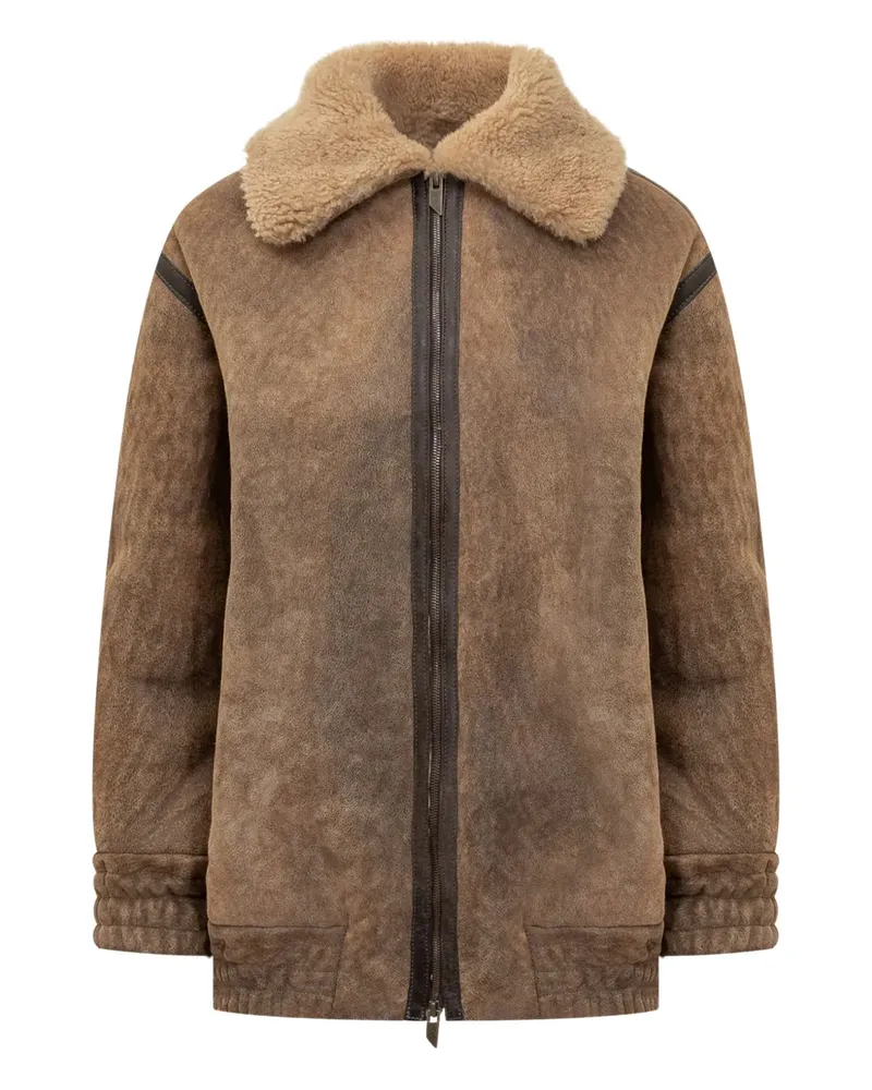 Salvatore Santoro shearling-collar coat - Braun Braun