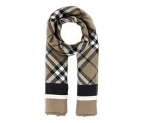 Seidenschal mit Vintage Check - Braun