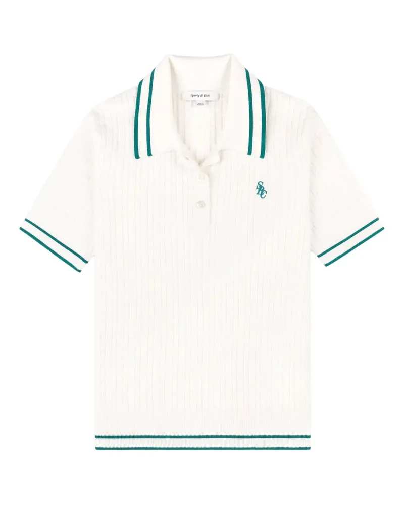 SPORTY & RICH Poloshirt mit Zopfmuster - Weiß Weiß