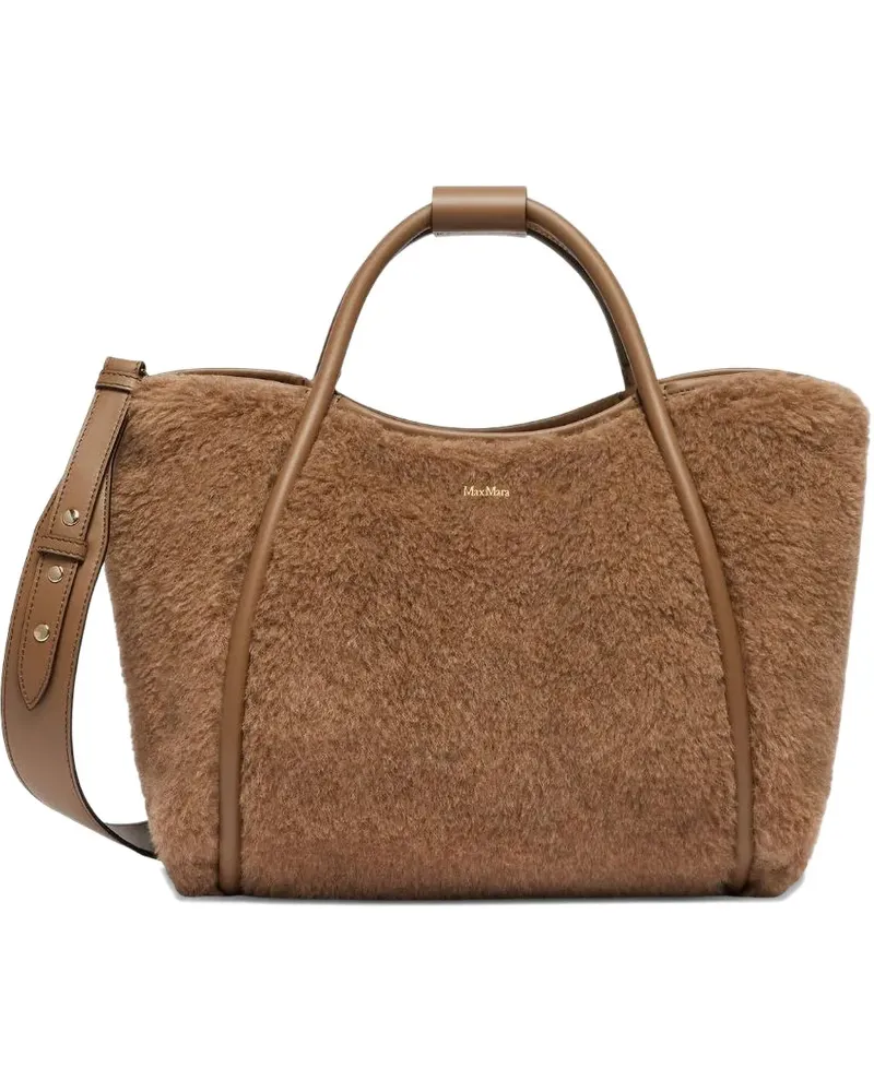Max Mara Handtasche mit Shearling-Besatz - Braun Braun