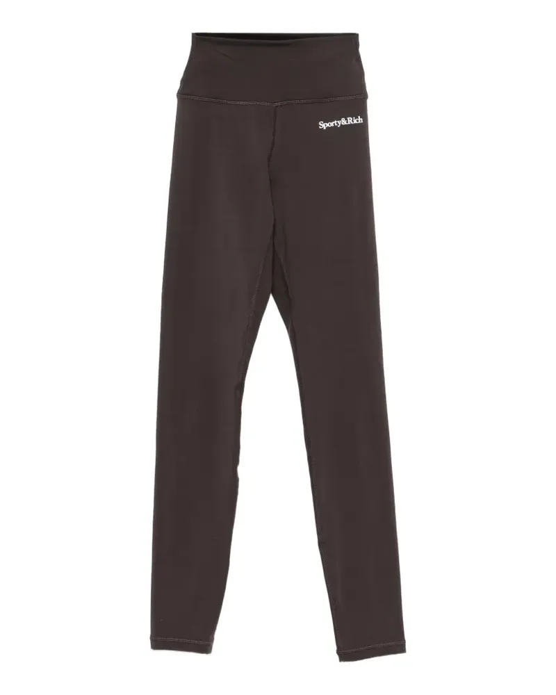 SPORTY & RICH logo-print high-waisted leggings - Braun Braun