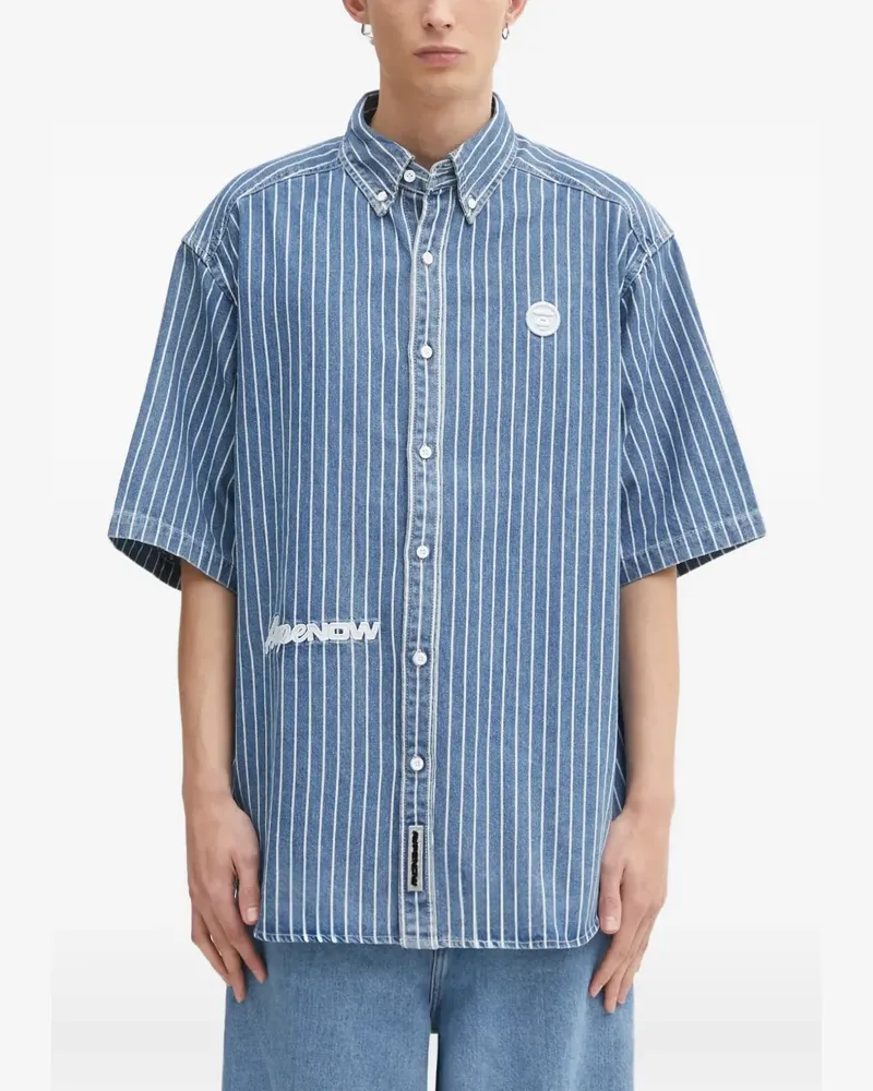 BAPE Now striped logo shirt - Blau Blau