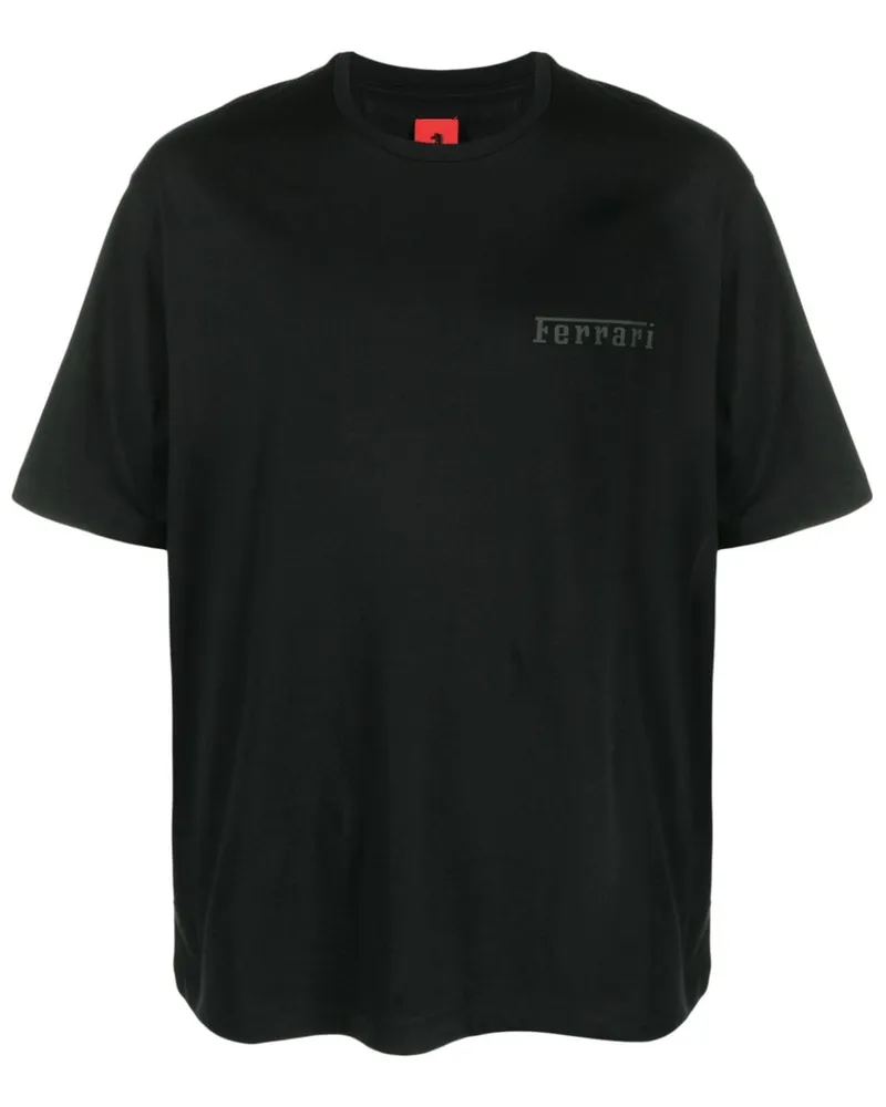 Ferrari T-Shirt mit Logo-Print Schwarz