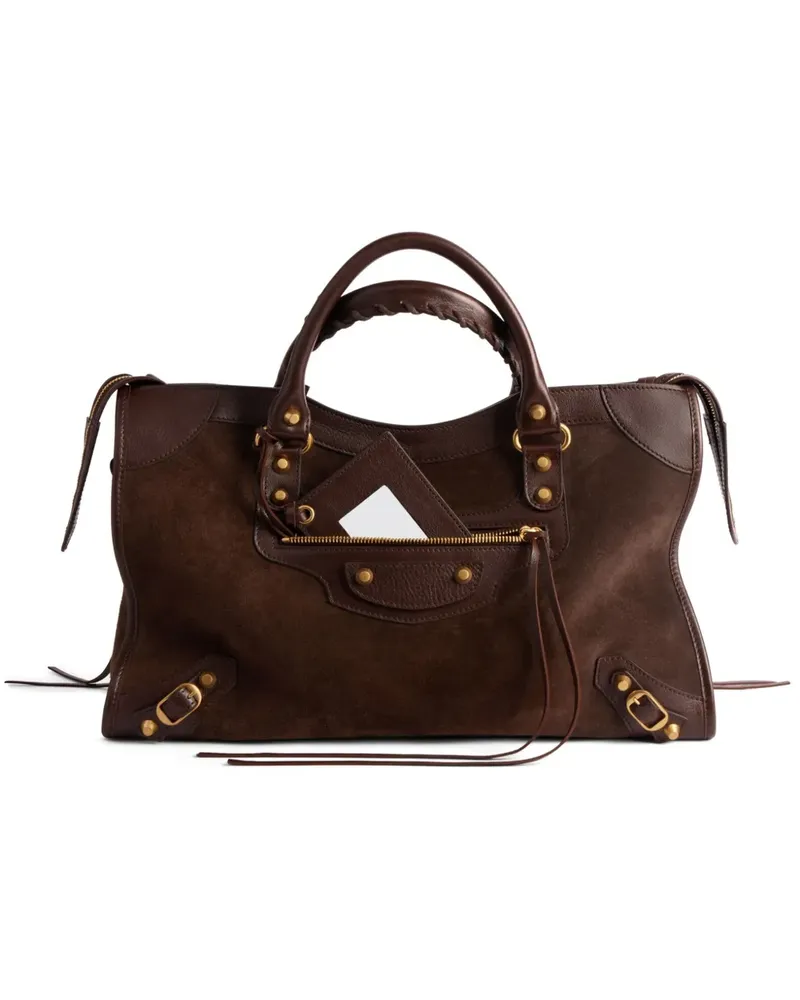 Balenciaga medium Le City leather shoulder bag - Braun Braun
