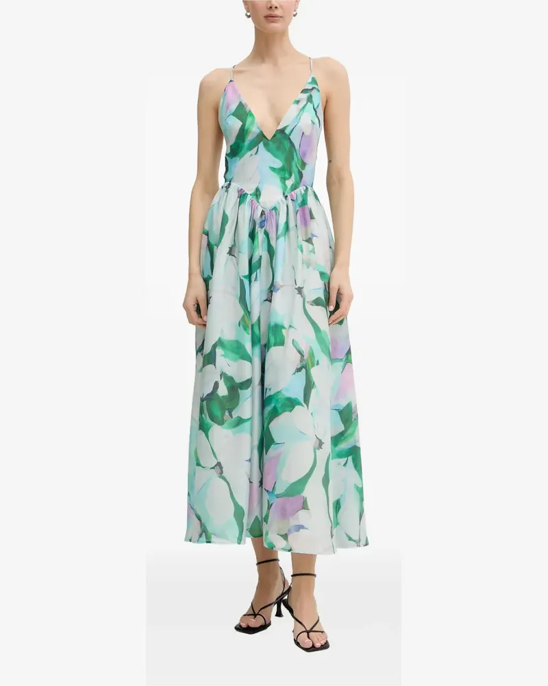 Bardot Kleid mit Blumenprint - Blau Blau