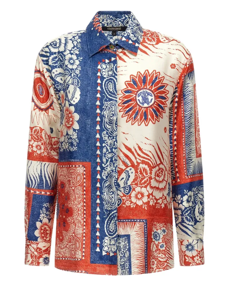 Roberto Cavalli Hemd mit Bandana-Print - Blau Blau